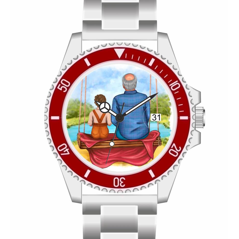 Opa mit Enkelin | Personalisierte Armbanduhr (Unterschiedliche Uhr-Modelle wählbar!)
