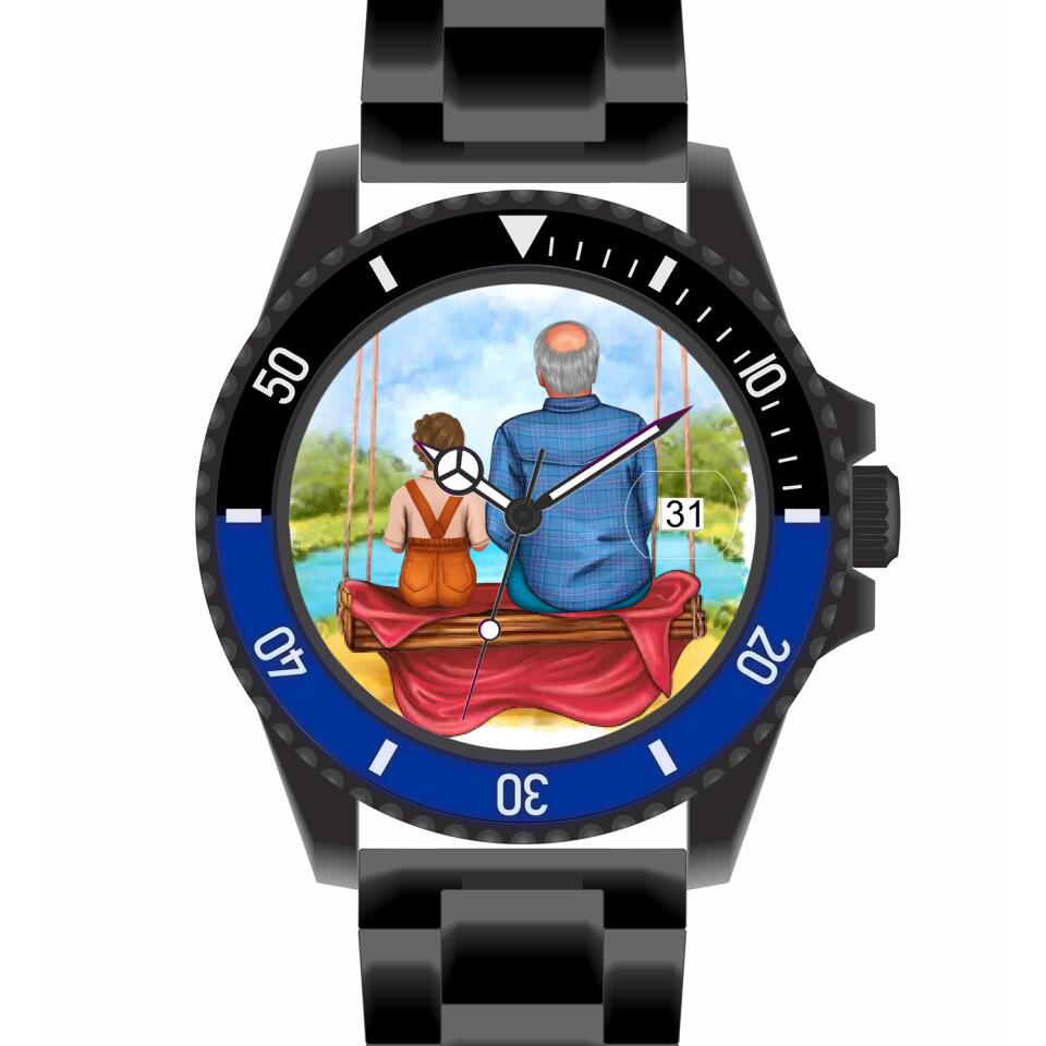 Opa mit Enkelin | Personalisierte Armbanduhr (Unterschiedliche Uhr-Modelle wählbar!)