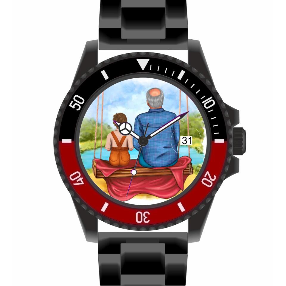Opa mit Enkelin | Personalisierte Armbanduhr (Unterschiedliche Uhr-Modelle wählbar!)