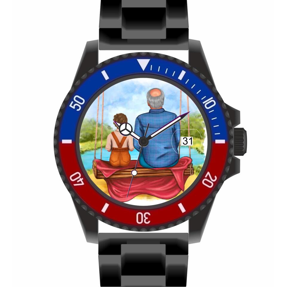 Opa mit Enkelin | Personalisierte Armbanduhr (Unterschiedliche Uhr-Modelle wählbar!)