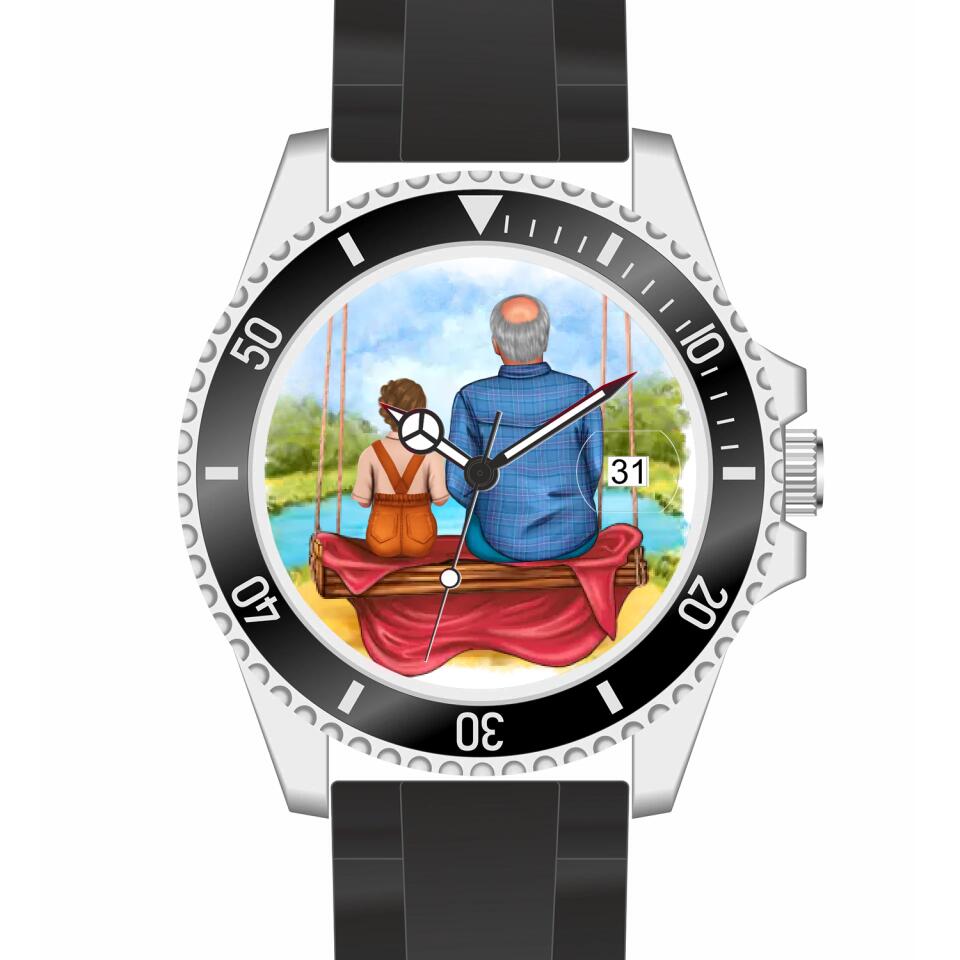 Opa mit Enkelin | Personalisierte Armbanduhr (Unterschiedliche Uhr-Modelle wählbar!)
