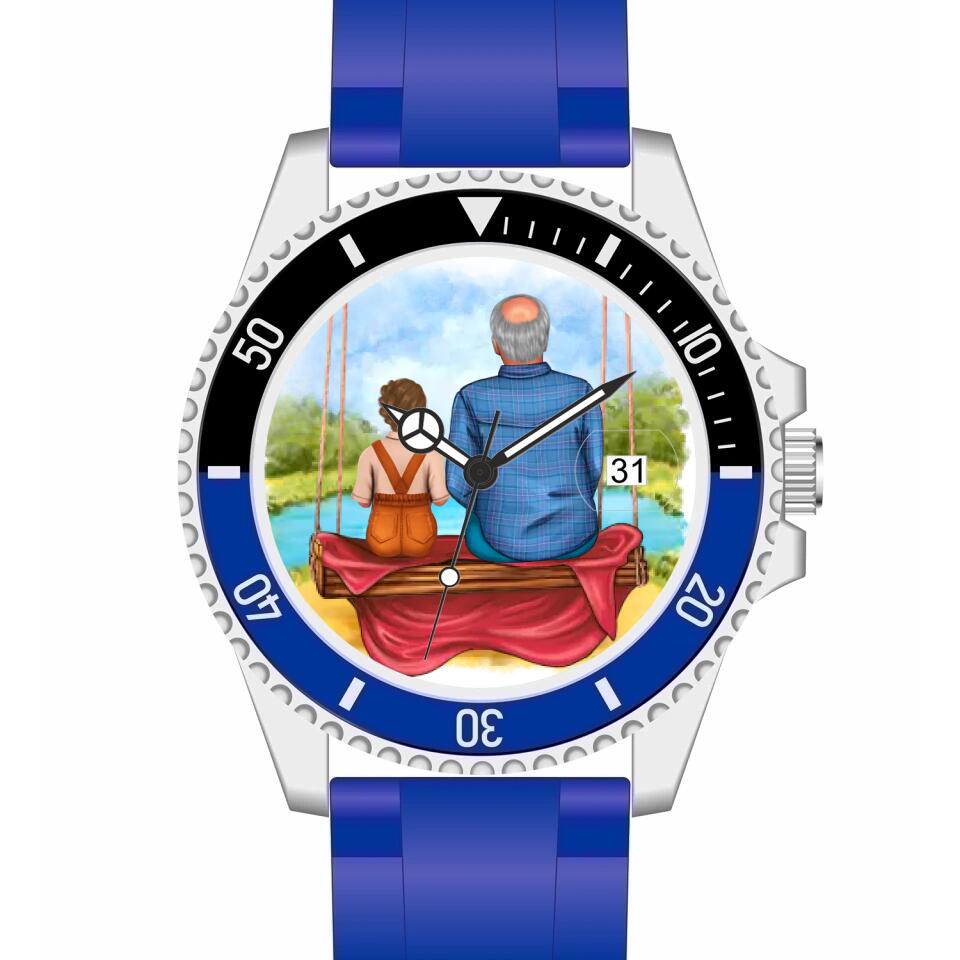 Opa mit Enkelin | Personalisierte Armbanduhr (Unterschiedliche Uhr-Modelle wählbar!)
