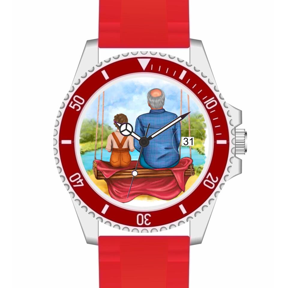 Opa mit Enkelin | Personalisierte Armbanduhr (Unterschiedliche Uhr-Modelle wählbar!)