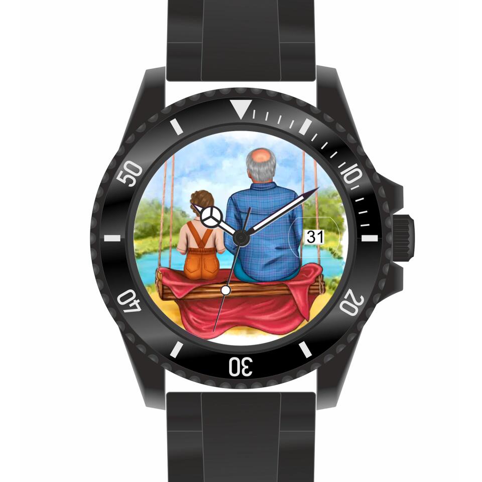 Opa mit Enkelin | Personalisierte Armbanduhr (Unterschiedliche Uhr-Modelle wählbar!)