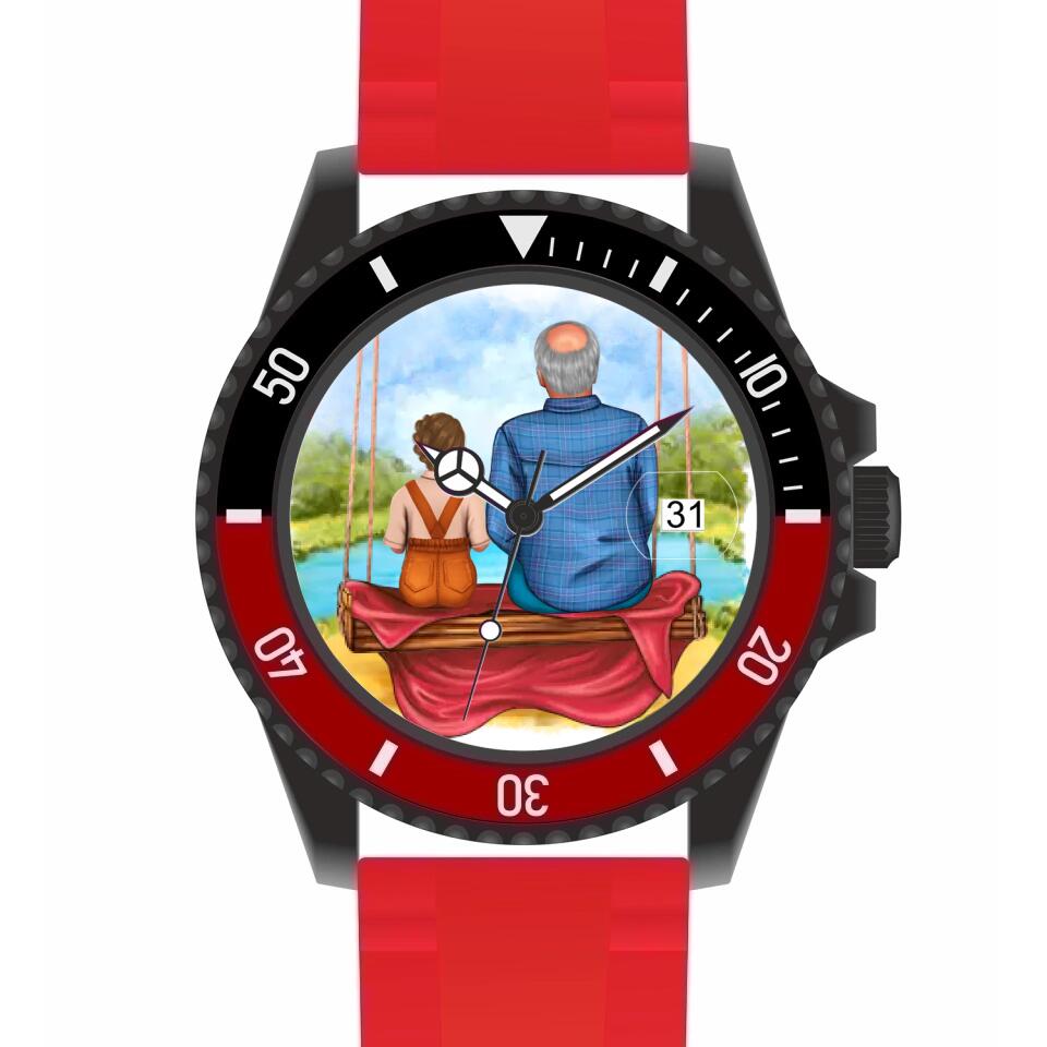 Opa mit Enkelin | Personalisierte Armbanduhr (Unterschiedliche Uhr-Modelle wählbar!)