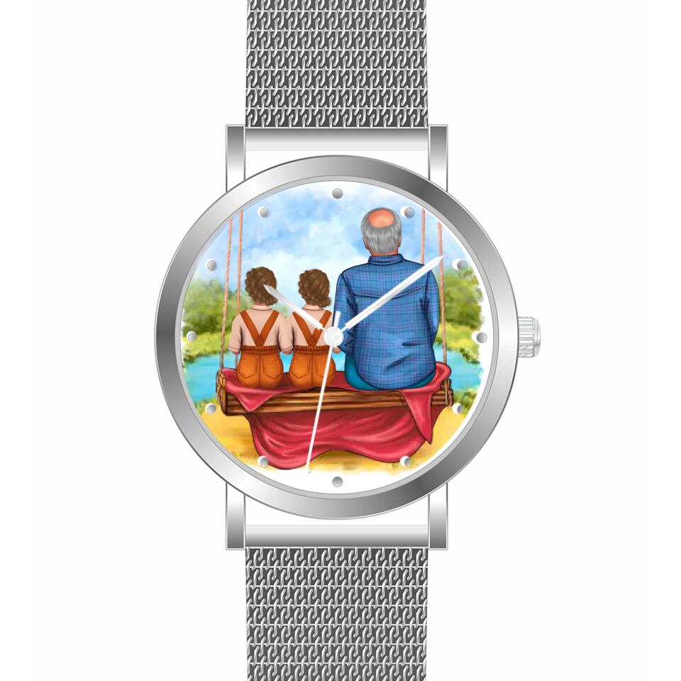 Opa mit Enkelinnen | Personalisierte Armbanduhr (Unterschiedliche Uhr-Modelle wählbar!)