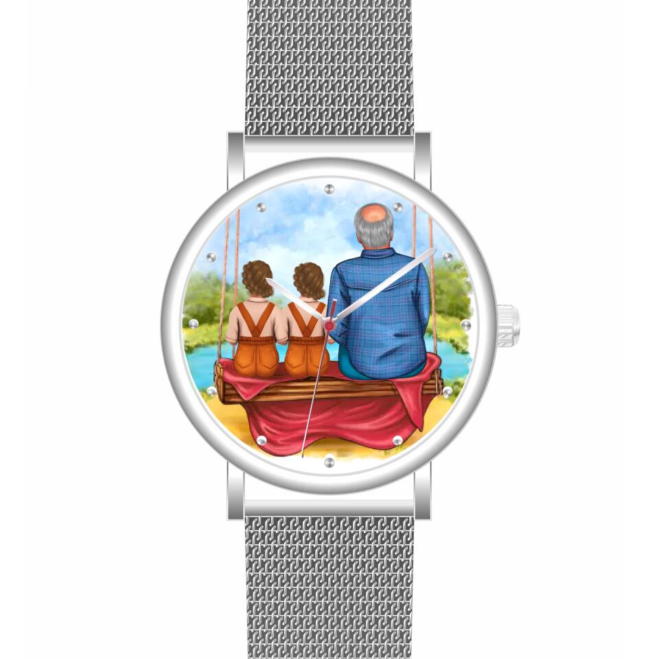 Opa mit Enkelinnen | Personalisierte Armbanduhr (Unterschiedliche Uhr-Modelle wählbar!)