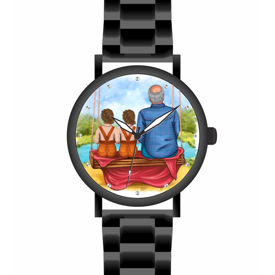 Opa mit Enkelinnen | Personalisierte Armbanduhr (Unterschiedliche Uhr-Modelle wählbar!)