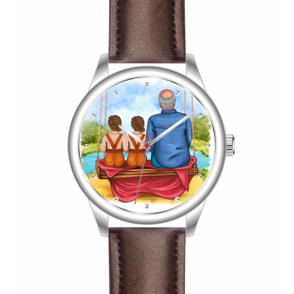 Opa mit Enkelinnen | Personalisierte Armbanduhr (Unterschiedliche Uhr-Modelle wählbar!)