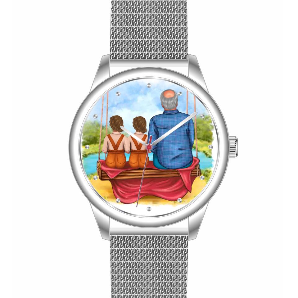 Opa mit Enkelinnen | Personalisierte Armbanduhr (Unterschiedliche Uhr-Modelle wählbar!)