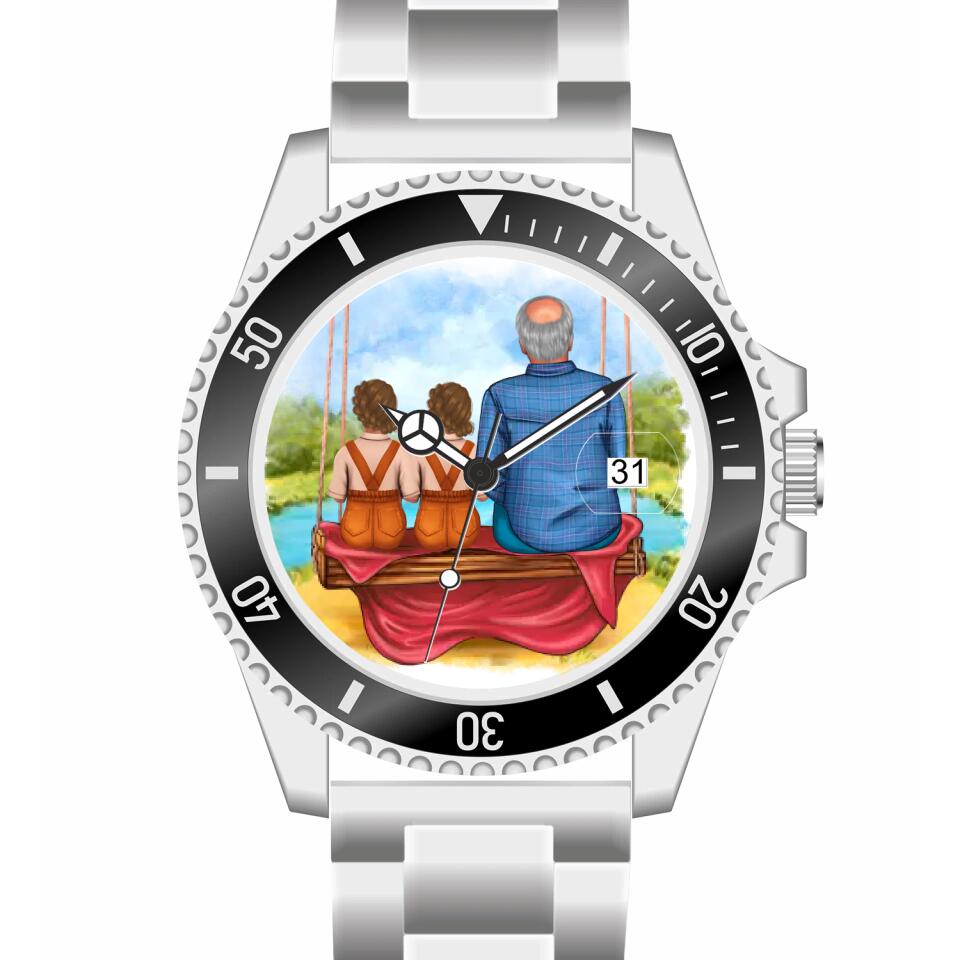 Opa mit Enkelinnen | Personalisierte Armbanduhr (Unterschiedliche Uhr-Modelle wählbar!)