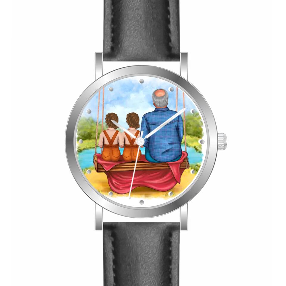 Opa mit Enkeln | Personalisierte Armbanduhr (Unterschiedliche Uhr-Modelle wählbar!)