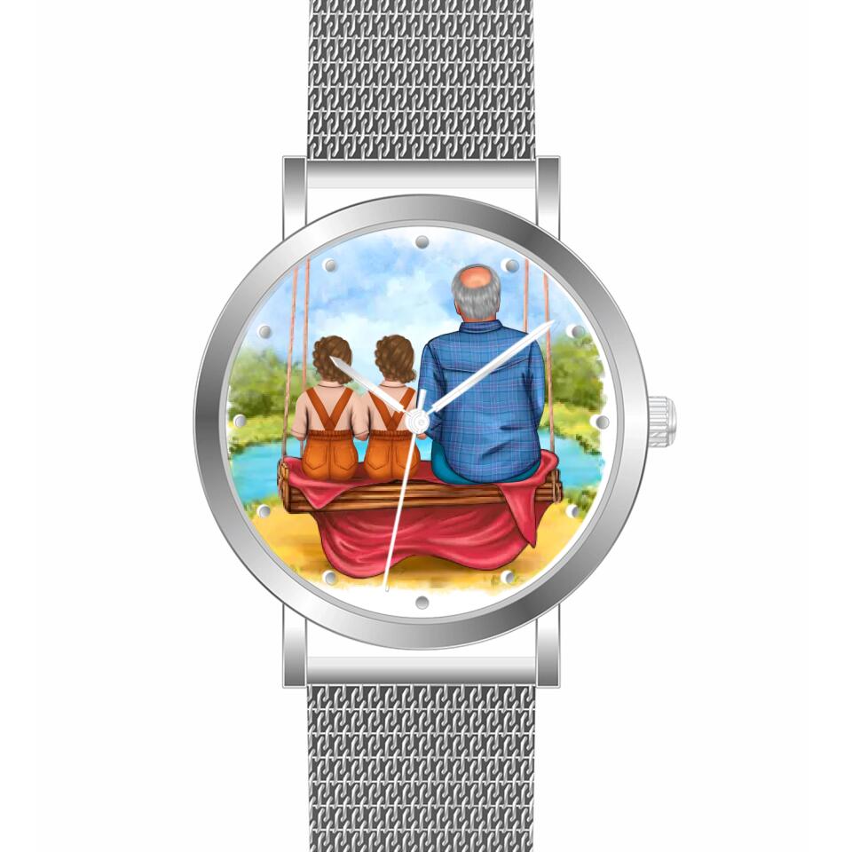 Opa mit Enkeln | Personalisierte Armbanduhr (Unterschiedliche Uhr-Modelle wählbar!)