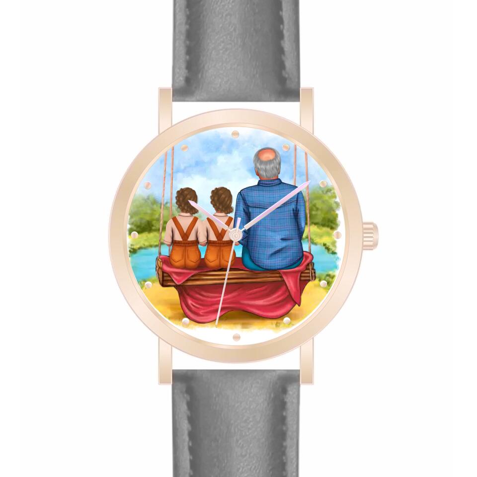 Opa mit Enkeln | Personalisierte Armbanduhr (Unterschiedliche Uhr-Modelle wählbar!)