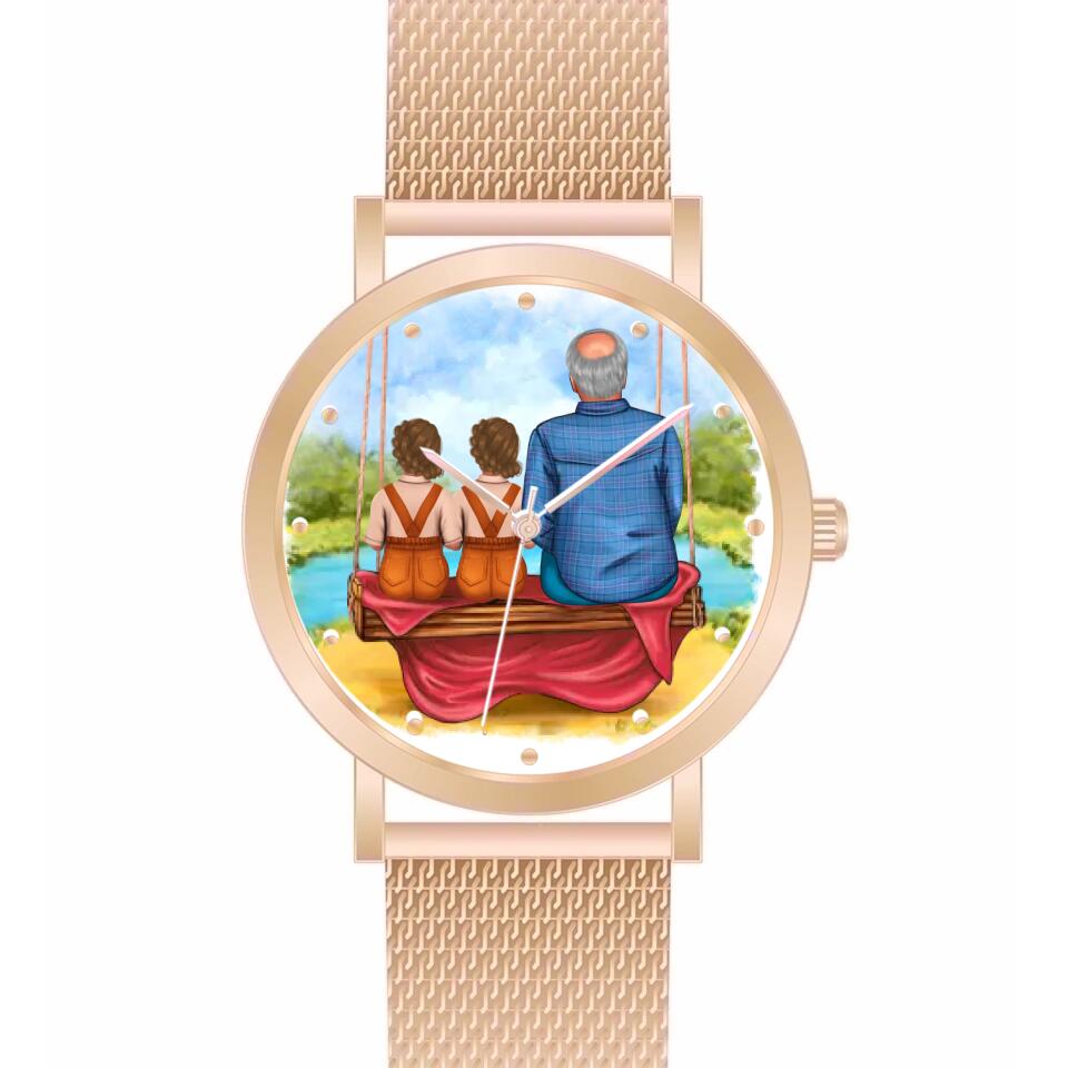 Opa mit Enkeln | Personalisierte Armbanduhr (Unterschiedliche Uhr-Modelle wählbar!)