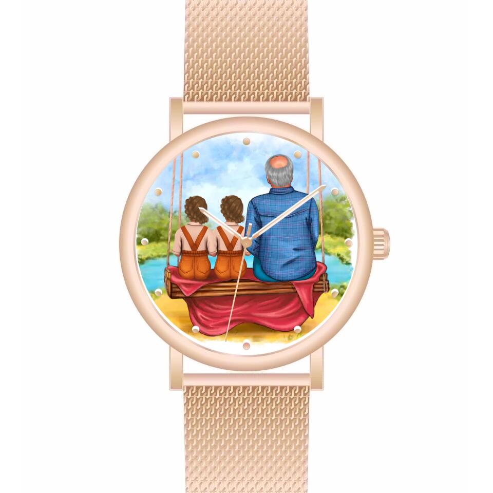 Opa mit Enkeln | Personalisierte Armbanduhr (Unterschiedliche Uhr-Modelle wählbar!)