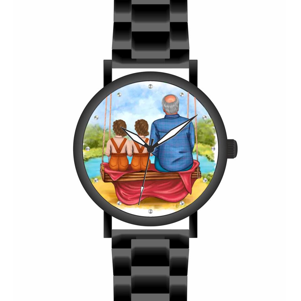 Opa mit Enkeln | Personalisierte Armbanduhr (Unterschiedliche Uhr-Modelle wählbar!)