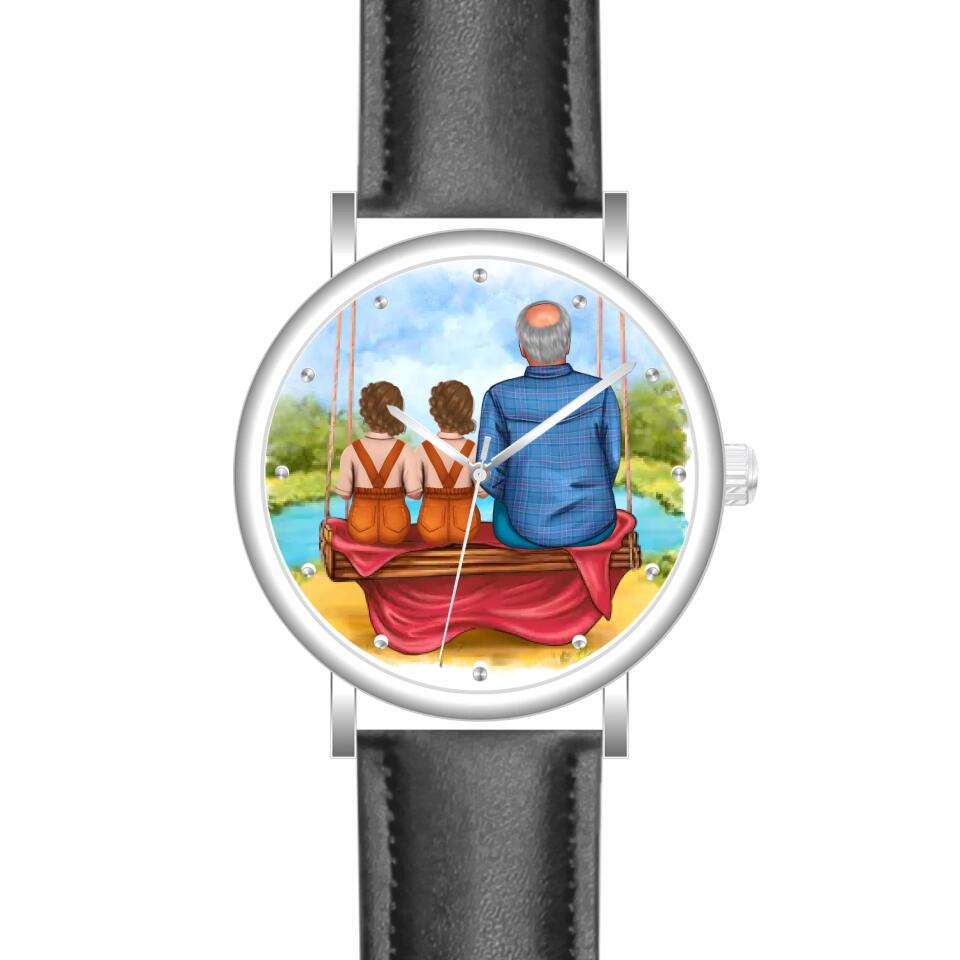 Opa mit Enkeln | Personalisierte Armbanduhr (Unterschiedliche Uhr-Modelle wählbar!)
