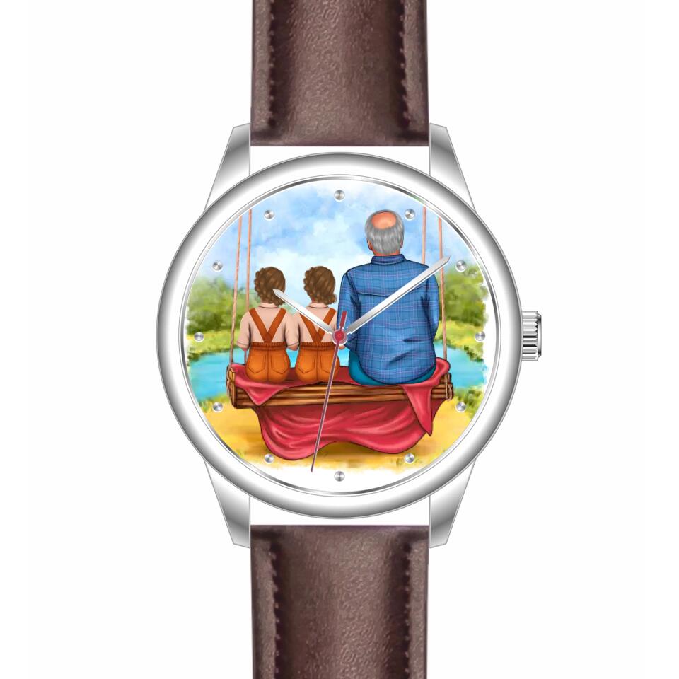 Opa mit Enkeln | Personalisierte Armbanduhr (Unterschiedliche Uhr-Modelle wählbar!)