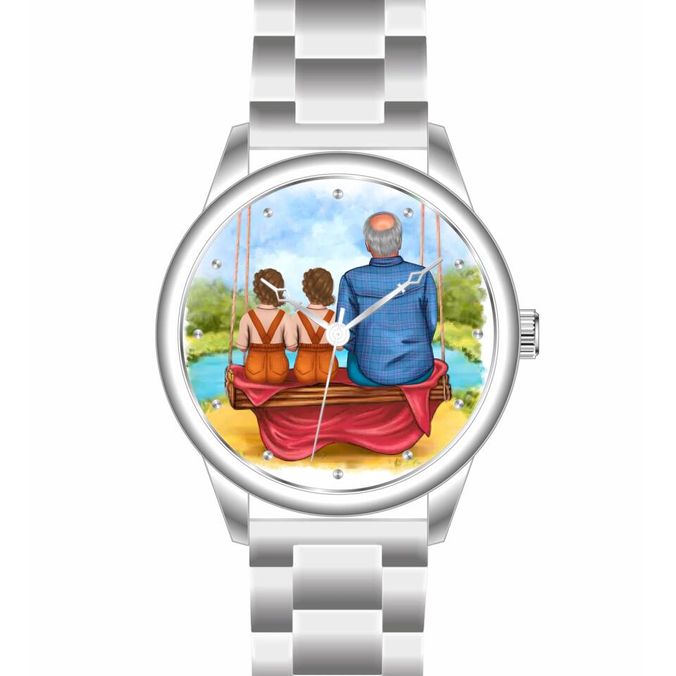 Opa mit Enkeln | Personalisierte Armbanduhr (Unterschiedliche Uhr-Modelle wählbar!)
