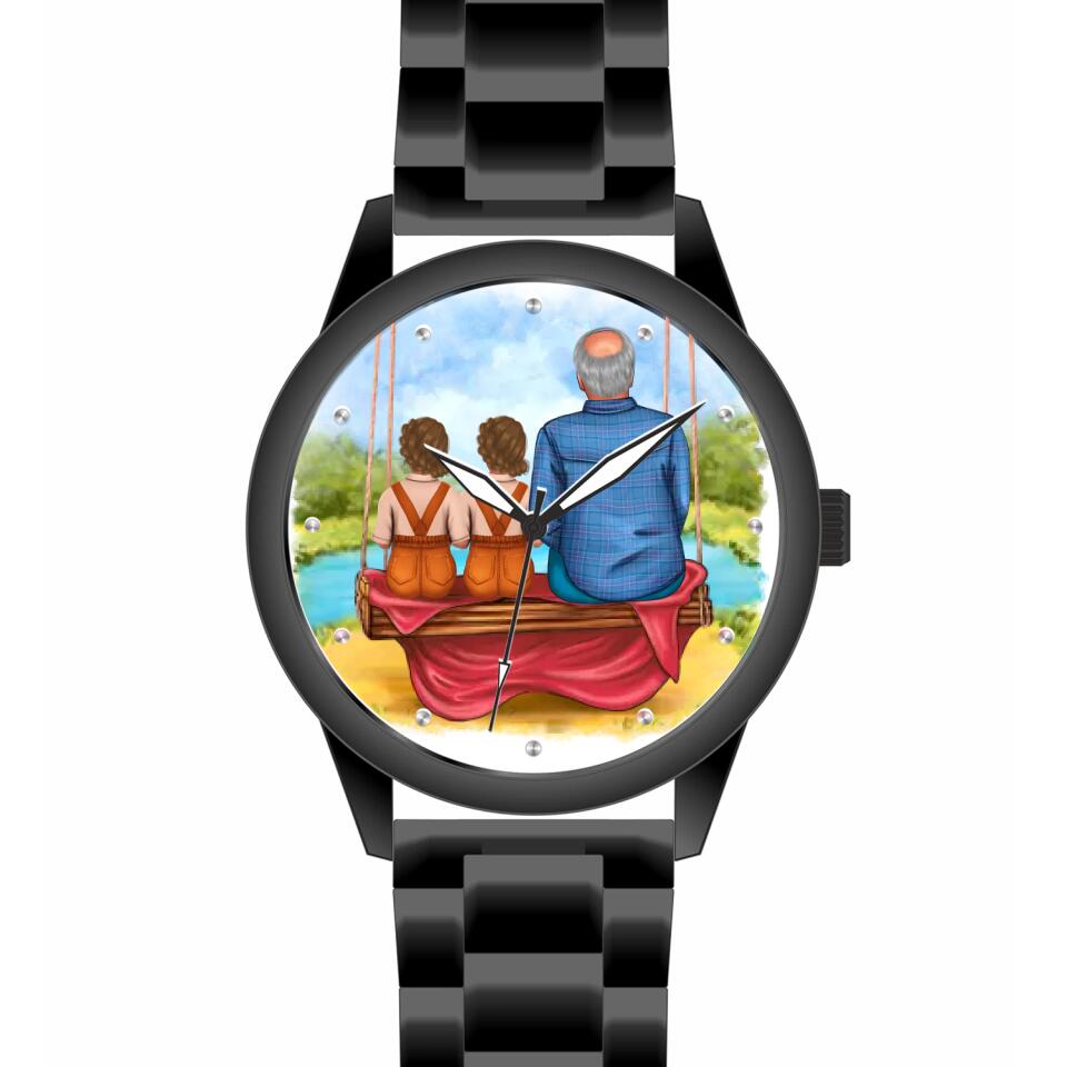 Opa mit Enkeln | Personalisierte Armbanduhr (Unterschiedliche Uhr-Modelle wählbar!)