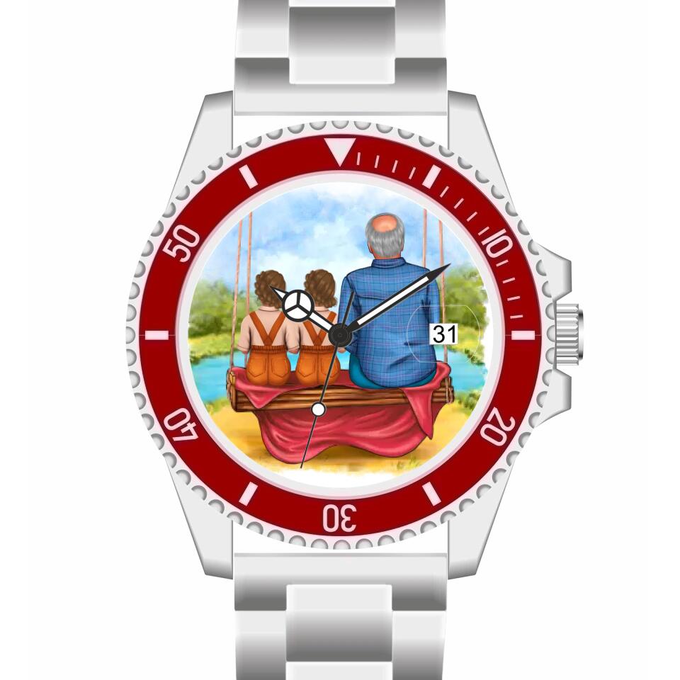 Opa mit Enkeln | Personalisierte Armbanduhr (Unterschiedliche Uhr-Modelle wählbar!)