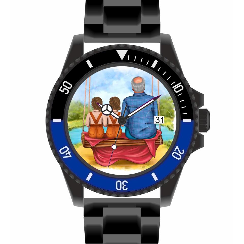 Opa mit Enkeln | Personalisierte Armbanduhr (Unterschiedliche Uhr-Modelle wählbar!)