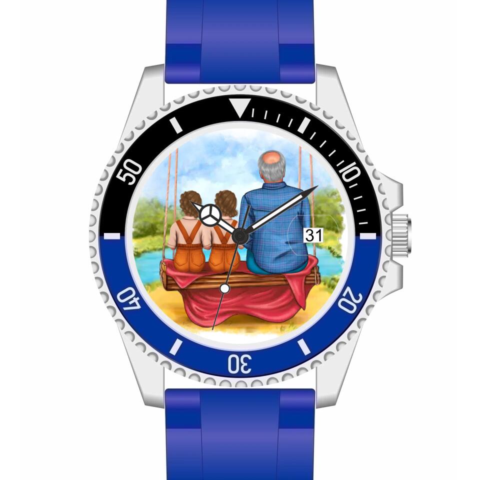 Opa mit Enkeln | Personalisierte Armbanduhr (Unterschiedliche Uhr-Modelle wählbar!)