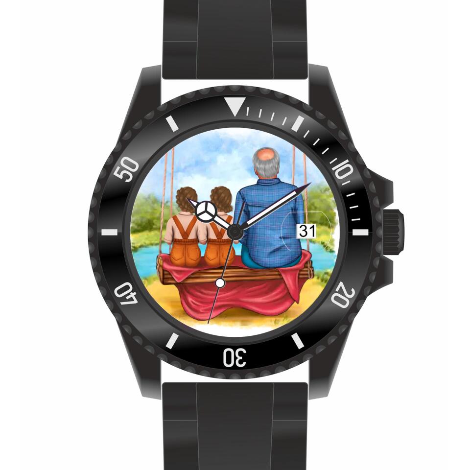 Opa mit Enkeln | Personalisierte Armbanduhr (Unterschiedliche Uhr-Modelle wählbar!)