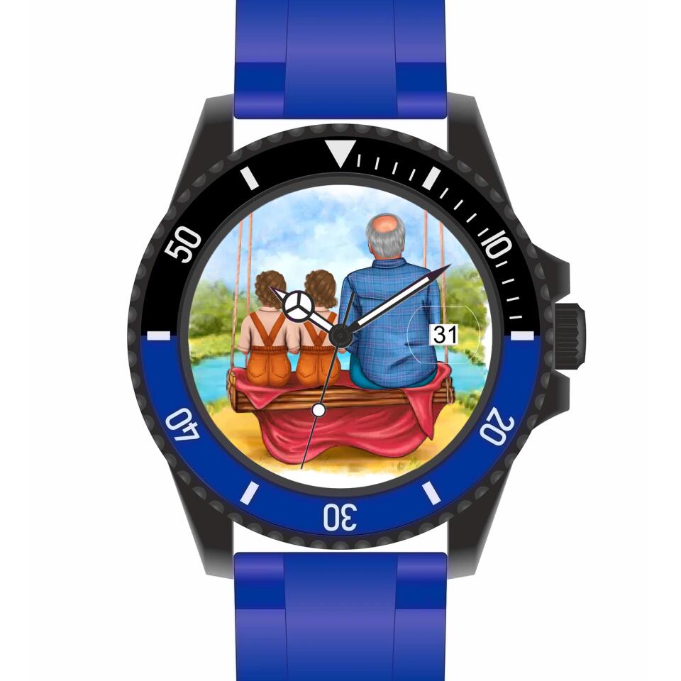 Opa mit Enkeln | Personalisierte Armbanduhr (Unterschiedliche Uhr-Modelle wählbar!)