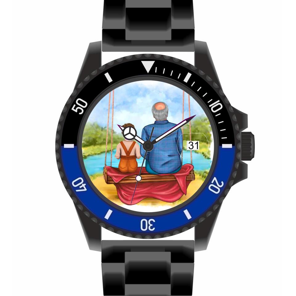 Opa mit Enkel | Personalisierte Armbanduhr (Unterschiedliche Uhr-Modelle wählbar!)