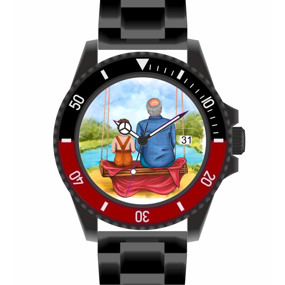 Opa mit Enkel | Personalisierte Armbanduhr (Unterschiedliche Uhr-Modelle wählbar!)