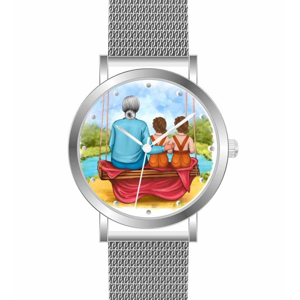 Oma mit Enkeln | Personalisierte Armbanduhr (Unterschiedliche Uhr-Modelle wählbar!)