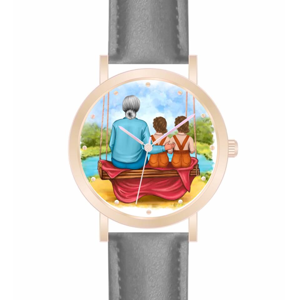 Oma mit Enkeln | Personalisierte Armbanduhr (Unterschiedliche Uhr-Modelle wählbar!)