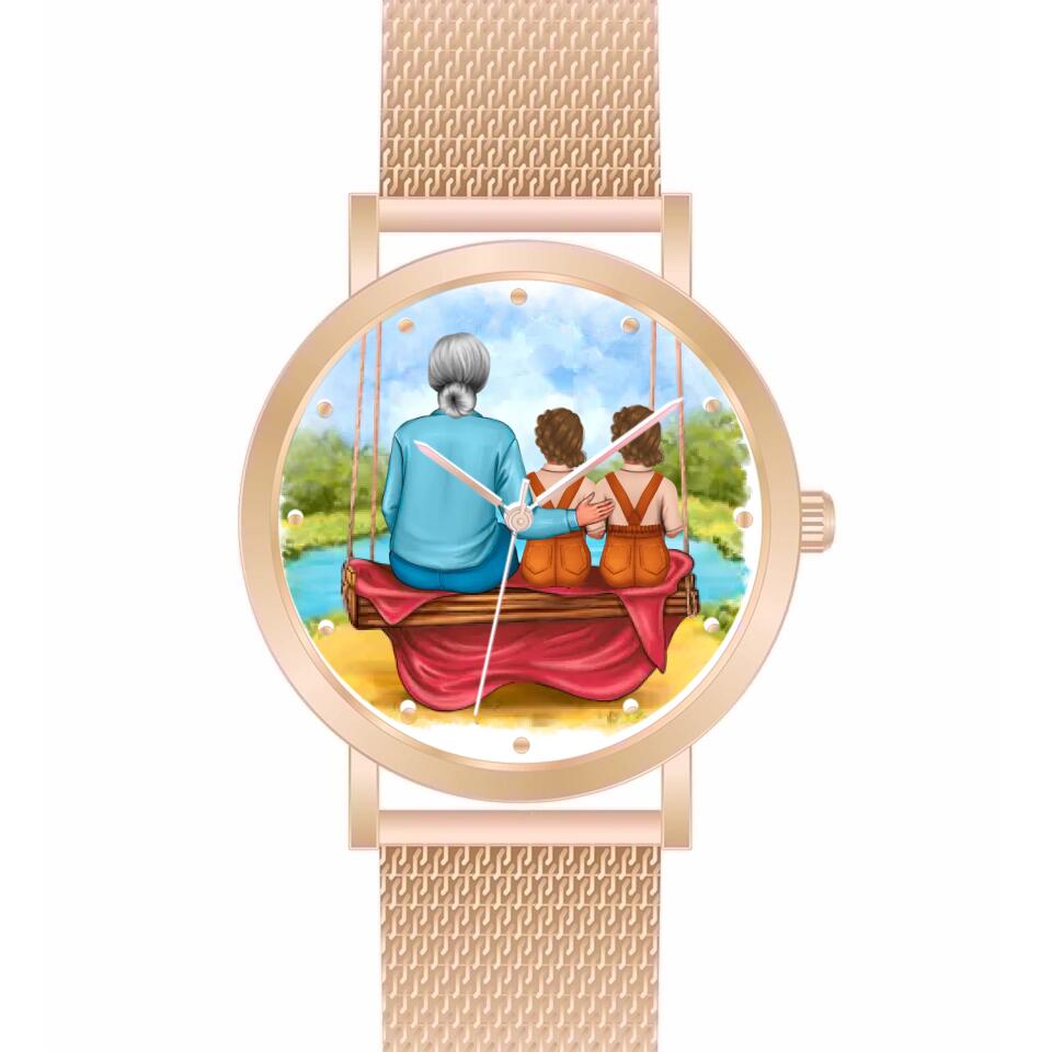Oma mit Enkeln | Personalisierte Armbanduhr (Unterschiedliche Uhr-Modelle wählbar!)