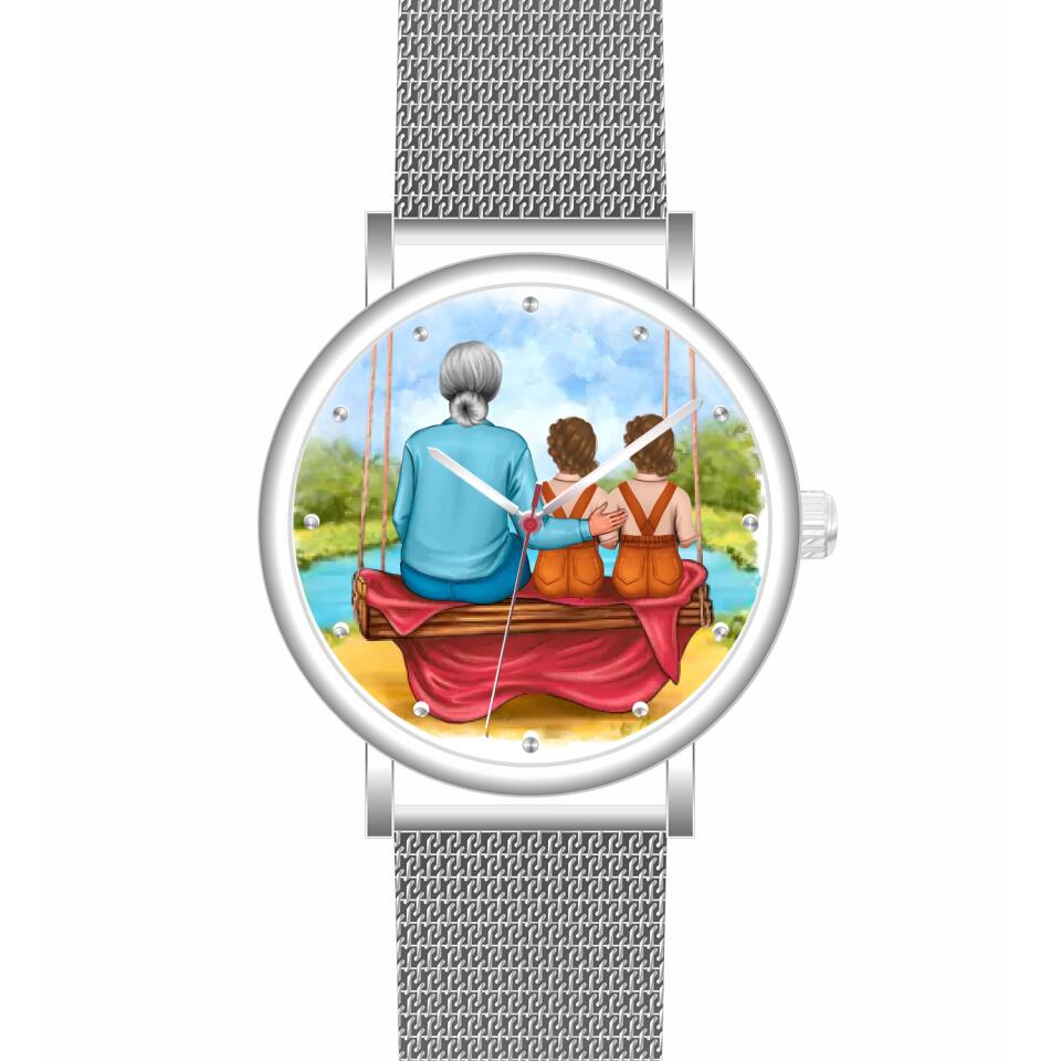 Oma mit Enkeln | Personalisierte Armbanduhr (Unterschiedliche Uhr-Modelle wählbar!)
