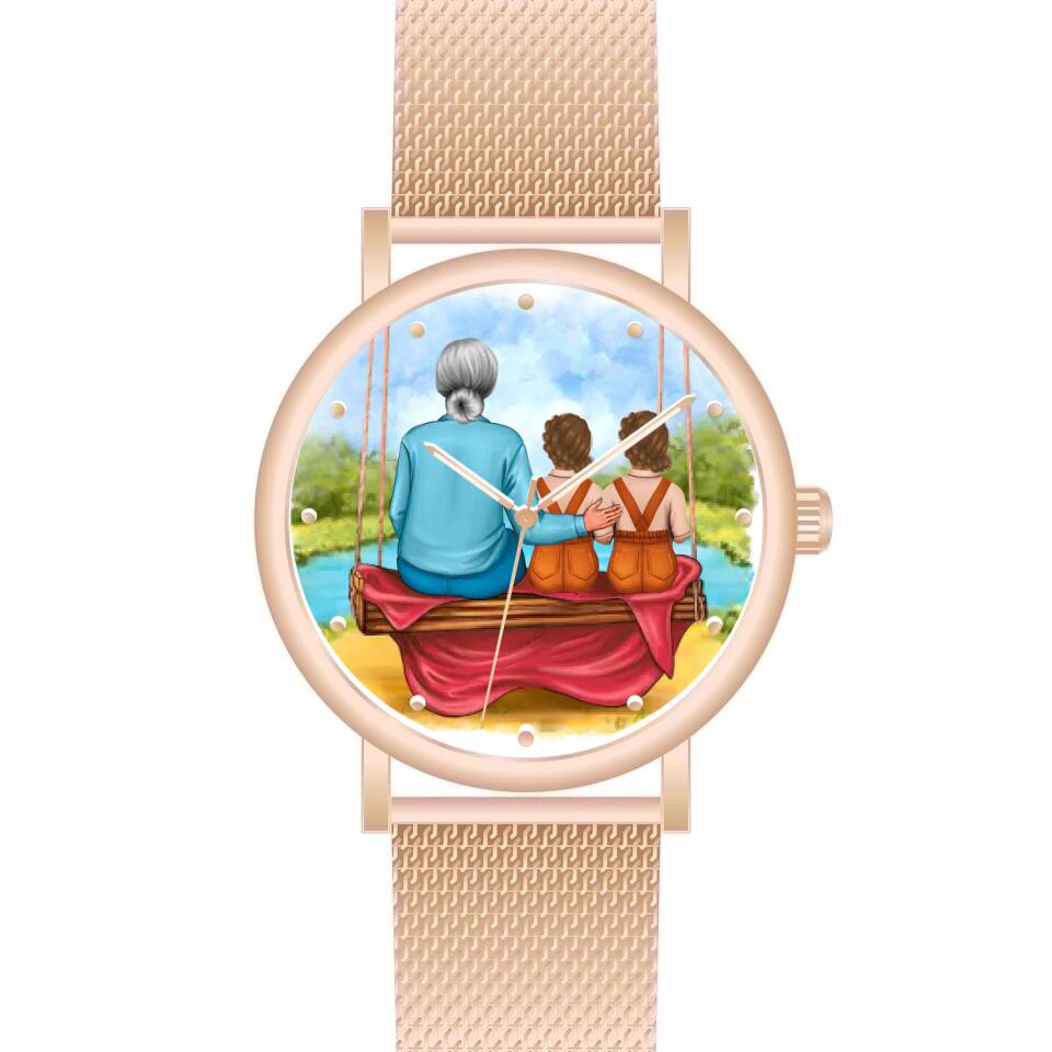 Oma mit Enkeln | Personalisierte Armbanduhr (Unterschiedliche Uhr-Modelle wählbar!)