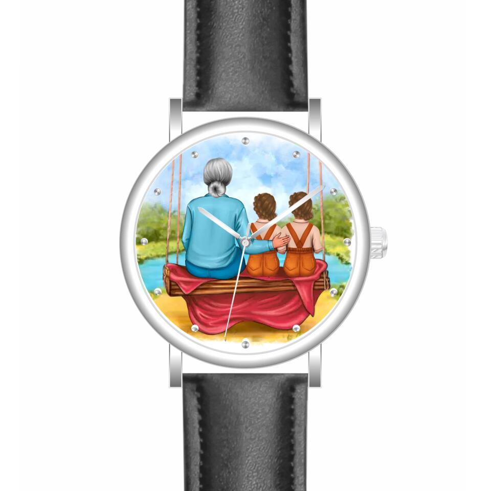 Oma mit Enkeln | Personalisierte Armbanduhr (Unterschiedliche Uhr-Modelle wählbar!)