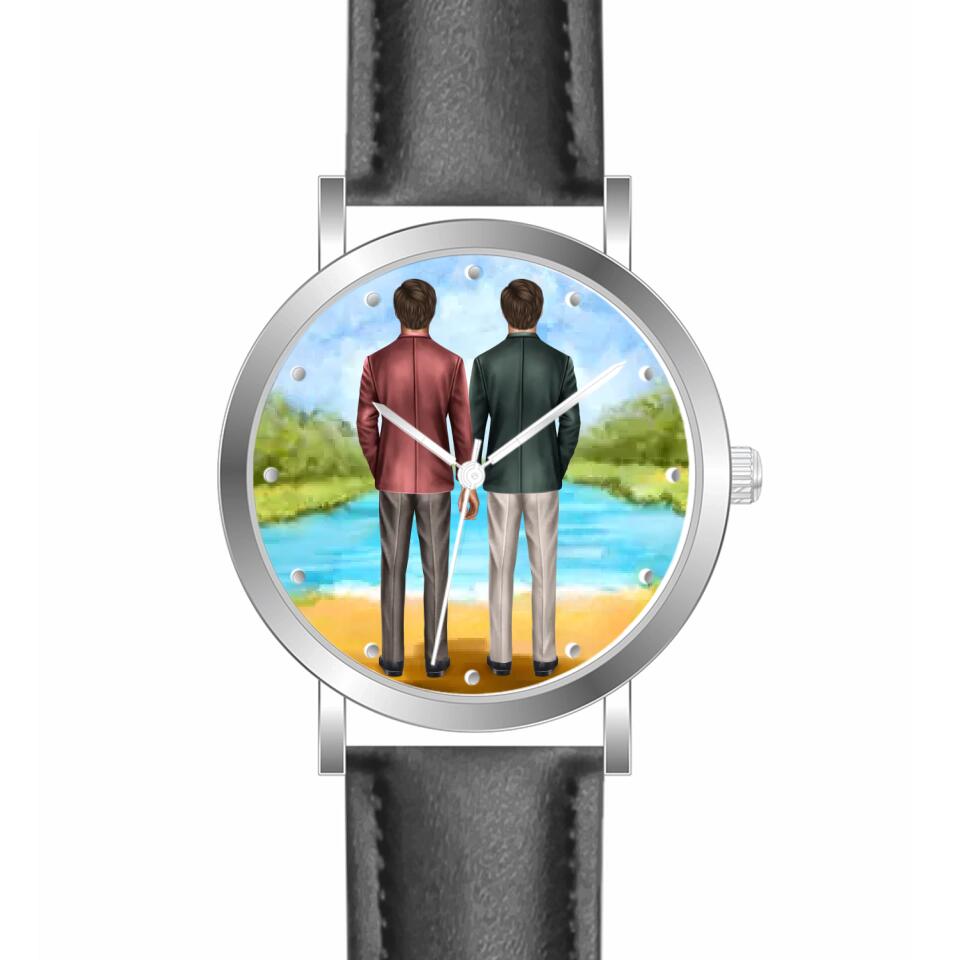 Btäutigam & Bräutigam Händchenhaltend | Personalisierte Armbanduhr (Unterschiedliche Uhr-Modelle wählbar!)