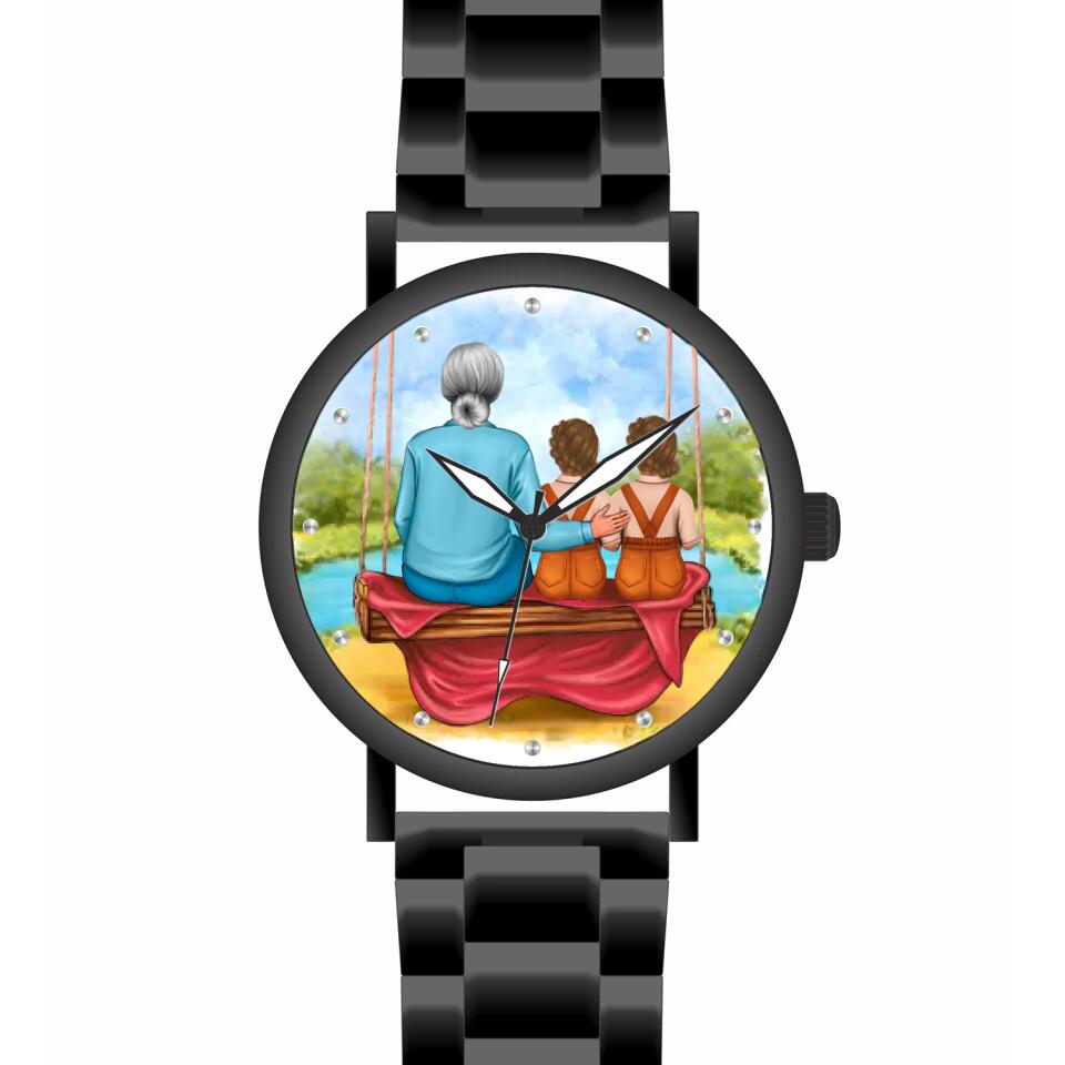 Oma mit Enkeln | Personalisierte Armbanduhr (Unterschiedliche Uhr-Modelle wählbar!)
