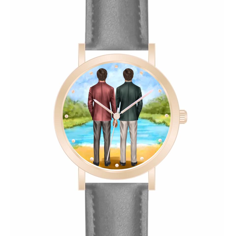 Btäutigam & Bräutigam Händchenhaltend | Personalisierte Armbanduhr (Unterschiedliche Uhr-Modelle wählbar!)