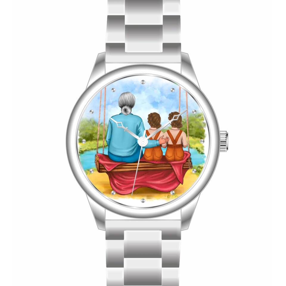 Oma mit Enkeln | Personalisierte Armbanduhr (Unterschiedliche Uhr-Modelle wählbar!)