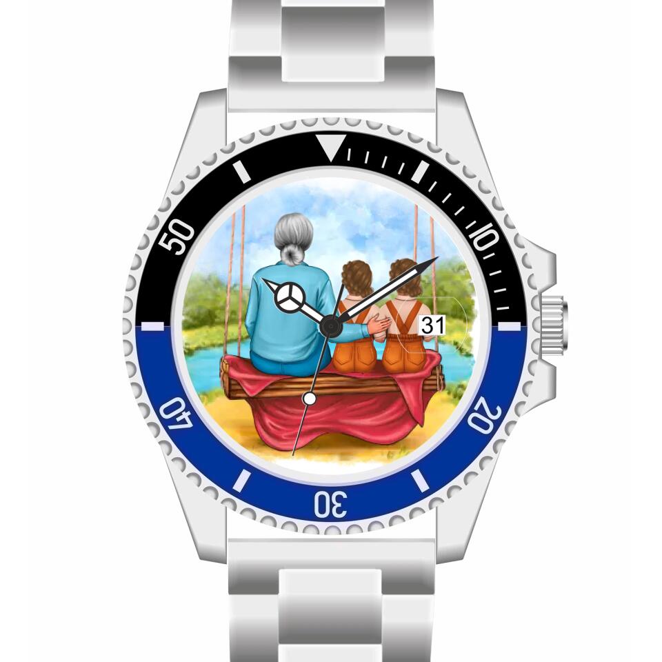 Oma mit Enkeln | Personalisierte Armbanduhr (Unterschiedliche Uhr-Modelle wählbar!)