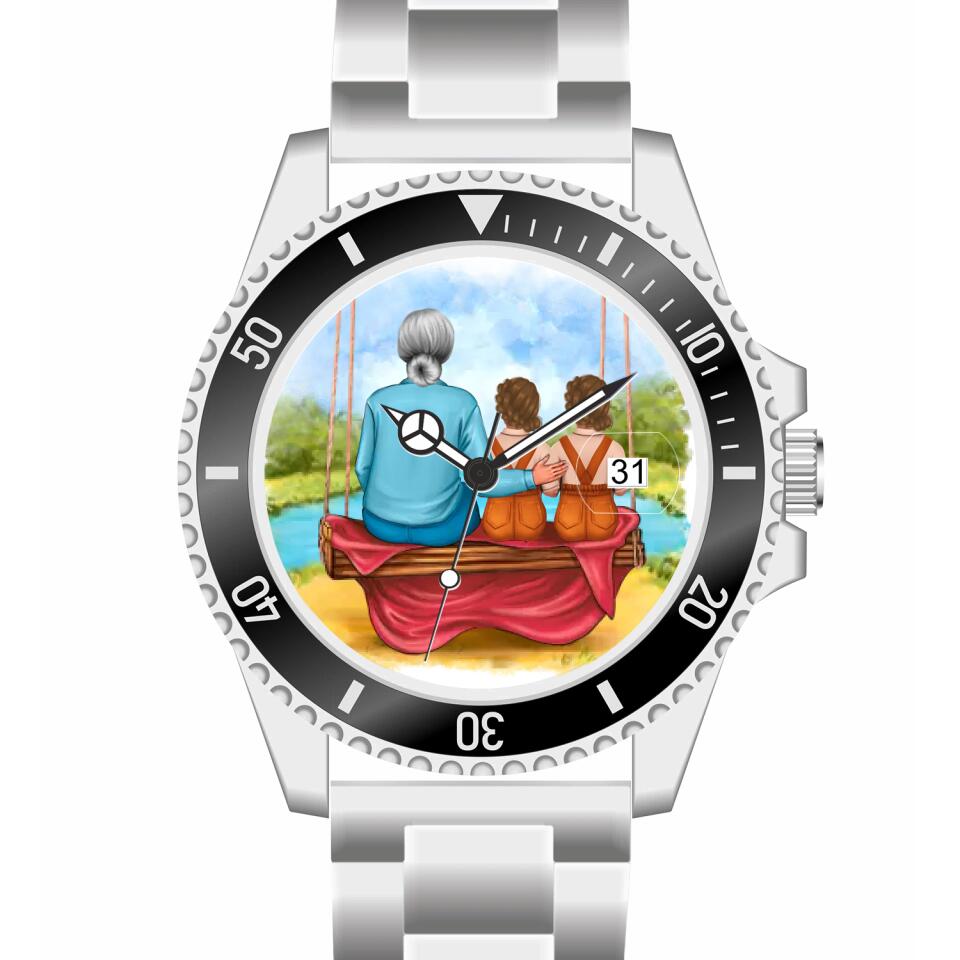 Oma mit Enkeln | Personalisierte Armbanduhr (Unterschiedliche Uhr-Modelle wählbar!)