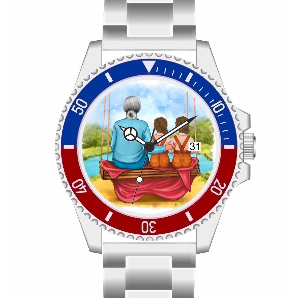 Oma mit Enkeln | Personalisierte Armbanduhr (Unterschiedliche Uhr-Modelle wählbar!)
