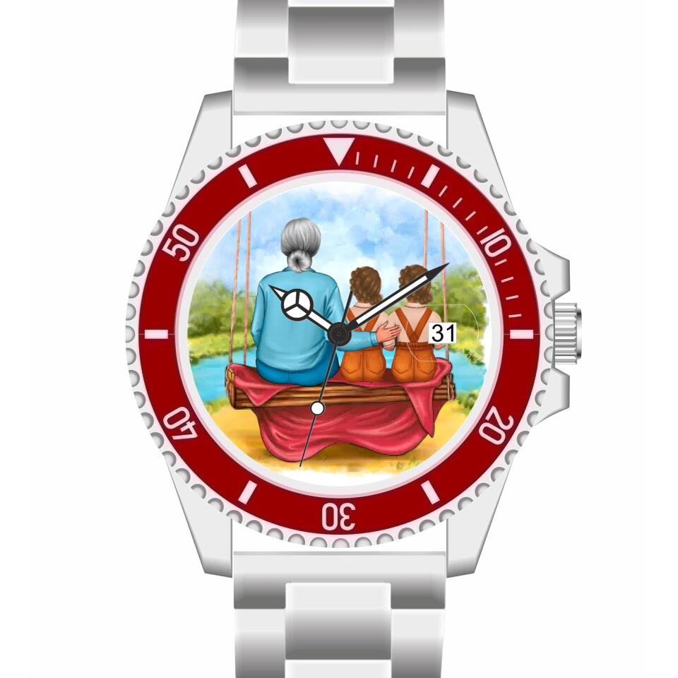 Oma mit Enkeln | Personalisierte Armbanduhr (Unterschiedliche Uhr-Modelle wählbar!)