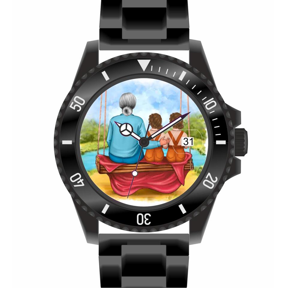 Oma mit Enkeln | Personalisierte Armbanduhr (Unterschiedliche Uhr-Modelle wählbar!)