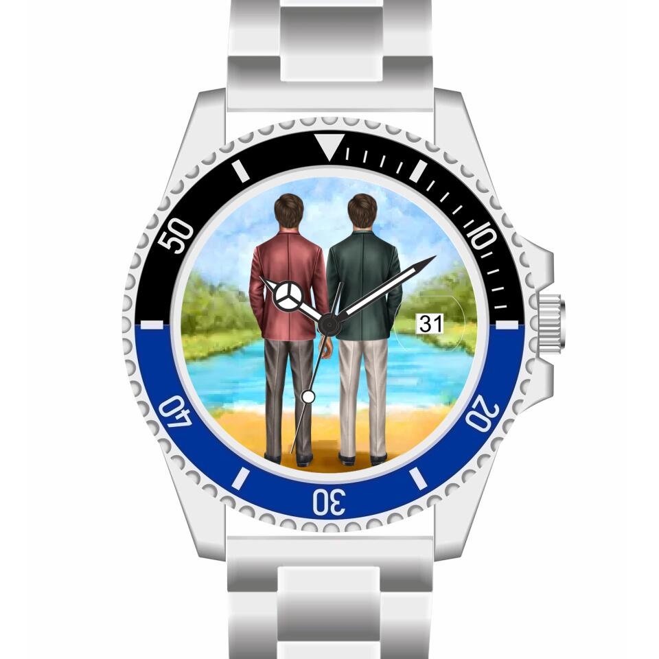 Btäutigam & Bräutigam Händchenhaltend | Personalisierte Armbanduhr (Unterschiedliche Uhr-Modelle wählbar!)