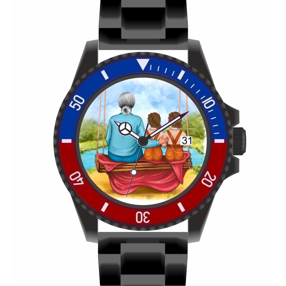 Oma mit Enkeln | Personalisierte Armbanduhr (Unterschiedliche Uhr-Modelle wählbar!)