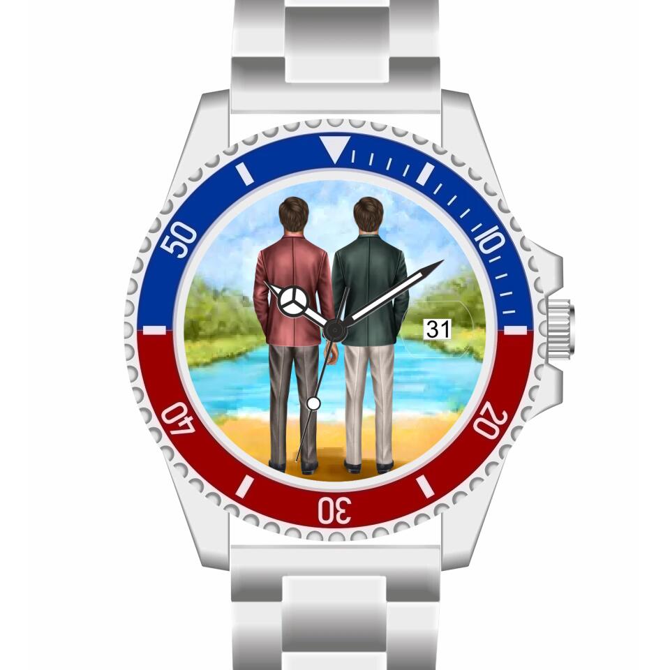 Btäutigam & Bräutigam Händchenhaltend | Personalisierte Armbanduhr (Unterschiedliche Uhr-Modelle wählbar!)